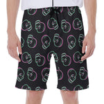 Purple And Teal Skull Pattern Print Men's Beach Shorts