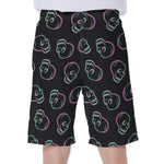 Purple And Teal Skull Pattern Print Men's Beach Shorts