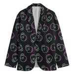 Purple And Teal Skull Pattern Print Men's Blazer