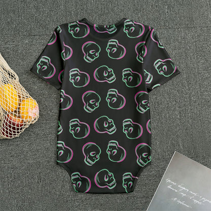 Purple And Teal Skull Pattern Print Men's Bodysuit