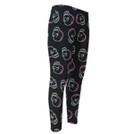 Purple And Teal Skull Pattern Print Men's Compression Pants