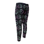 Purple And Teal Skull Pattern Print Men's Compression Pants