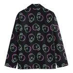 Purple And Teal Skull Pattern Print Men's Cotton Blazer