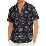 Purple And Teal Skull Pattern Print Men's Deep V-Neck Shirt