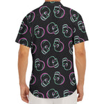 Purple And Teal Skull Pattern Print Men's Deep V-Neck Shirt