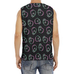 Purple And Teal Skull Pattern Print Men's Fitness Tank Top