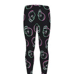 Purple And Teal Skull Pattern Print Men's leggings