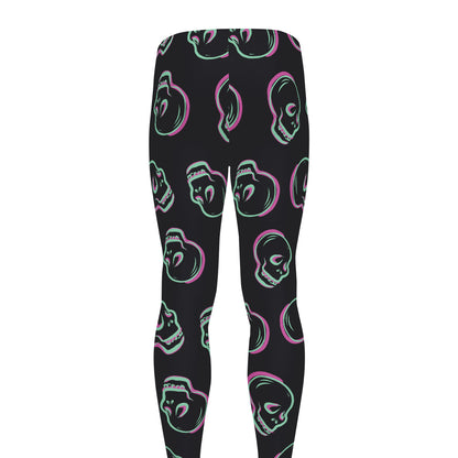 Purple And Teal Skull Pattern Print Men's leggings