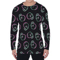 Purple And Teal Skull Pattern Print Men's Long Sleeve T-Shirt