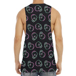 Purple And Teal Skull Pattern Print Men's Muscle Tank Top
