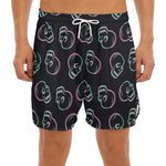 Purple And Teal Skull Pattern Print Men's Split Running Shorts