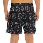 Purple And Teal Skull Pattern Print Men's Split Running Shorts