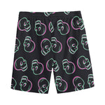 Purple And Teal Skull Pattern Print Men's Sports Shorts