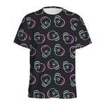 Purple And Teal Skull Pattern Print Men's Sports T-Shirt