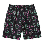 Purple And Teal Skull Pattern Print Men's Swim Trunks
