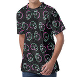 Purple And Teal Skull Pattern Print Men's Velvet T-Shirt