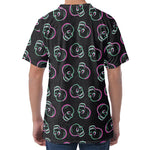 Purple And Teal Skull Pattern Print Men's Velvet T-Shirt