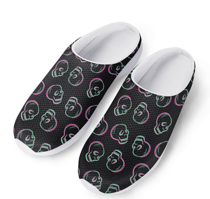 Purple And Teal Skull Pattern Print Mesh Casual Shoes