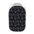 Purple And Teal Skull Pattern Print Mesh Laundry Hamper