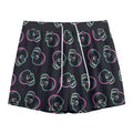 Purple And Teal Skull Pattern Print Mesh Shorts