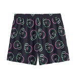 Purple And Teal Skull Pattern Print Mesh Shorts