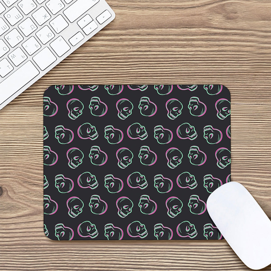 Purple And Teal Skull Pattern Print Mouse Pad