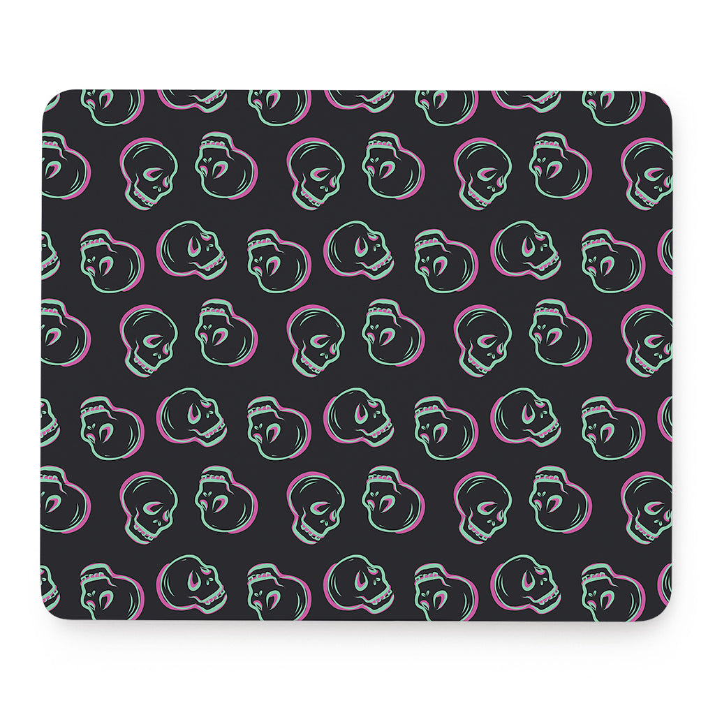 Purple And Teal Skull Pattern Print Mouse Pad