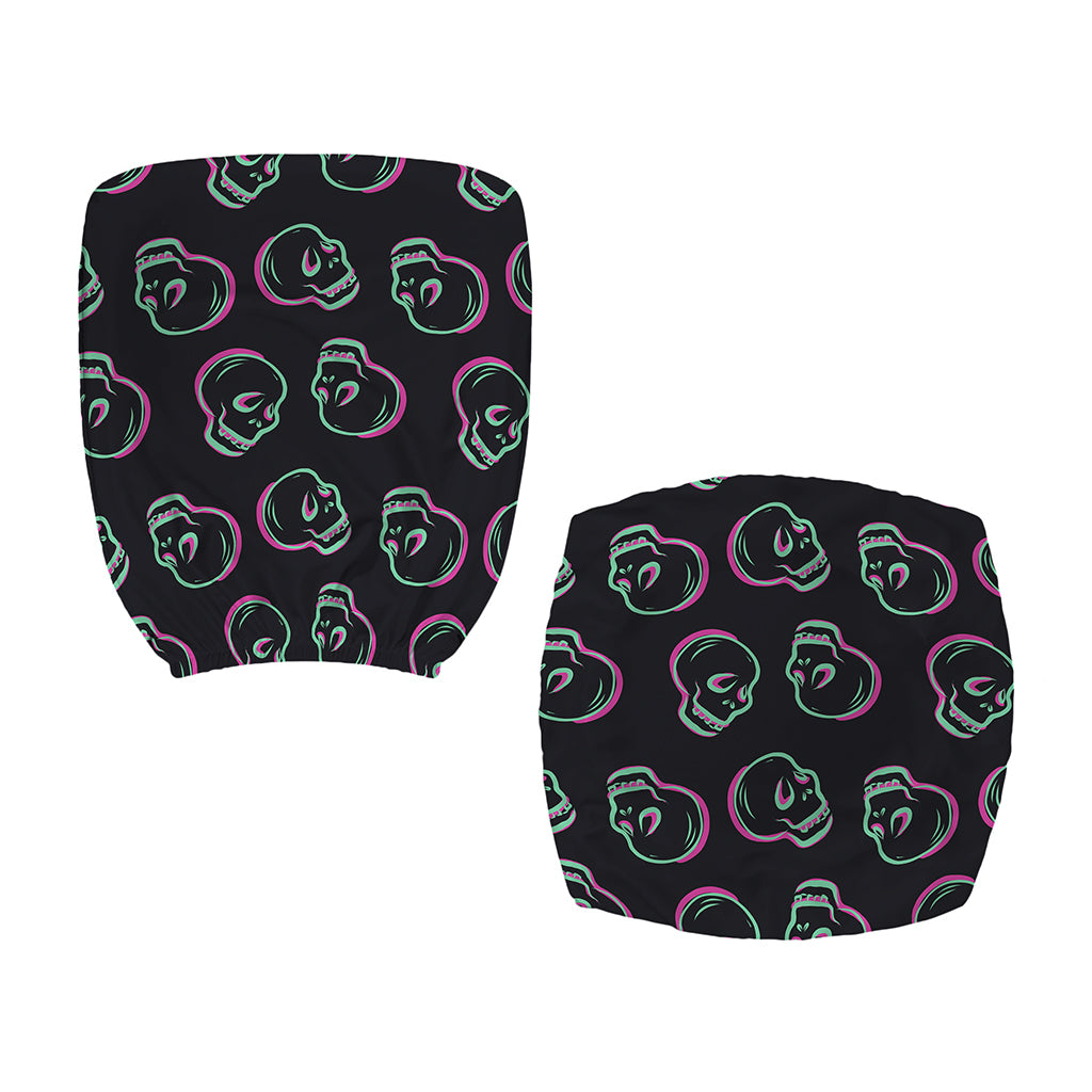 Purple And Teal Skull Pattern Print Office Chair Cover