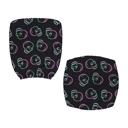 Purple And Teal Skull Pattern Print Office Chair Cover