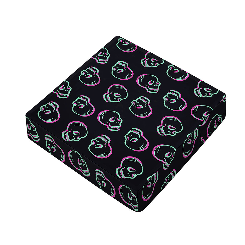 Purple And Teal Skull Pattern Print Outdoor Seat Cushion Cover