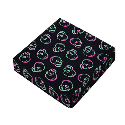 Purple And Teal Skull Pattern Print Outdoor Seat Cushion Cover
