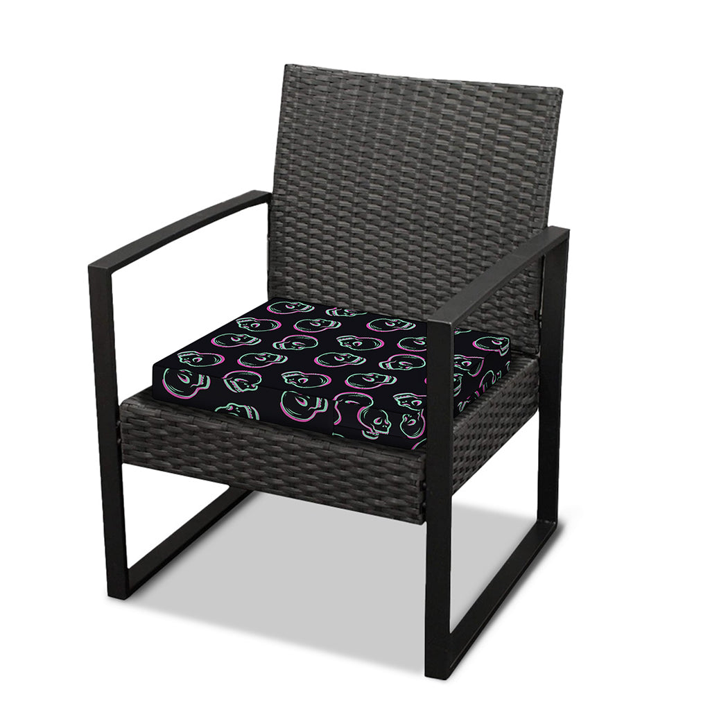 Purple And Teal Skull Pattern Print Outdoor Seat Cushion Cover
