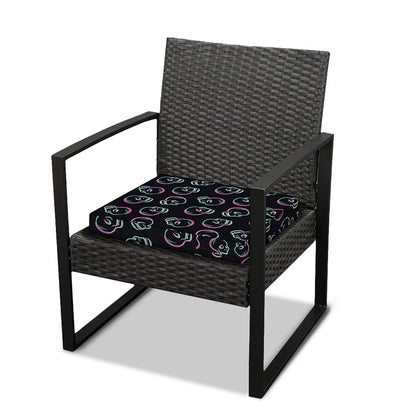 Purple And Teal Skull Pattern Print Outdoor Seat Cushion Cover