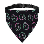 Purple And Teal Skull Pattern Print Over The Collar Dog Bandana