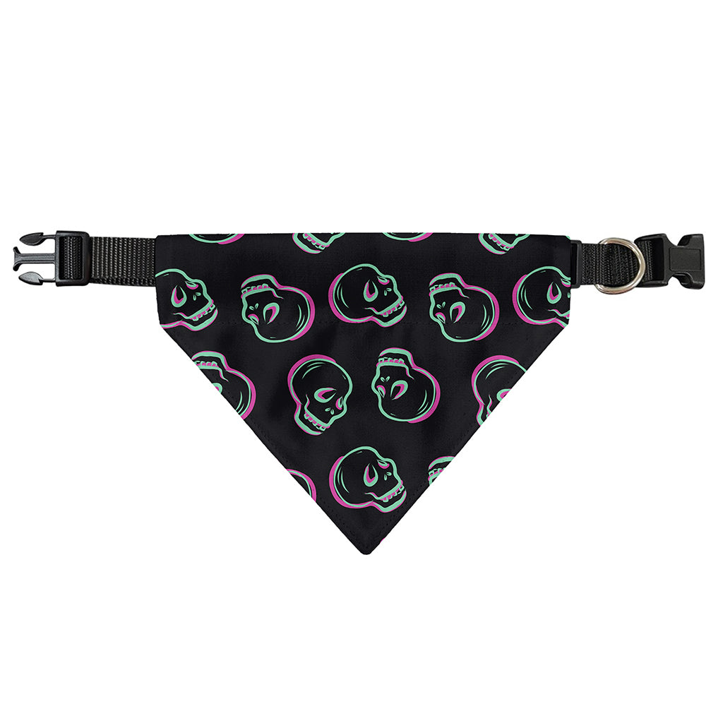 Purple And Teal Skull Pattern Print Over The Collar Dog Bandana