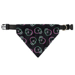 Purple And Teal Skull Pattern Print Over The Collar Dog Bandana