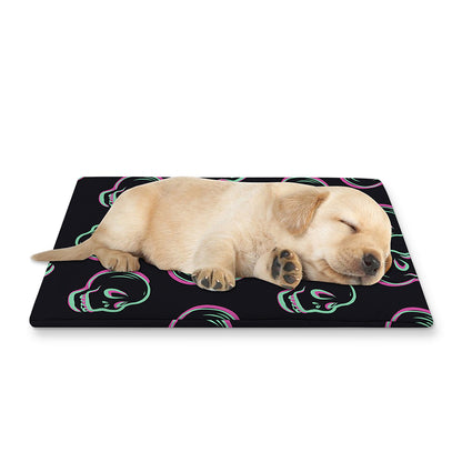 Purple And Teal Skull Pattern Print Pet Cooling Mat Cover
