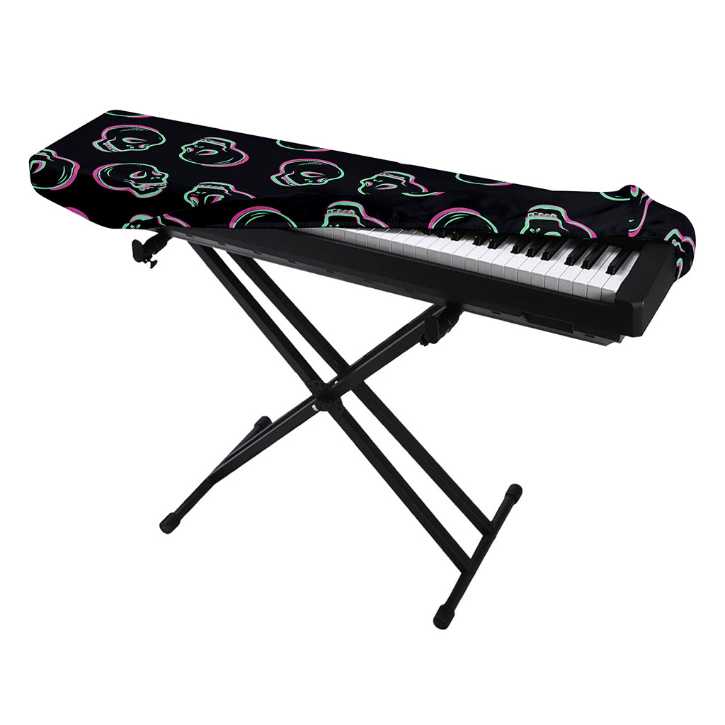 Purple And Teal Skull Pattern Print Piano Keyboard Cover