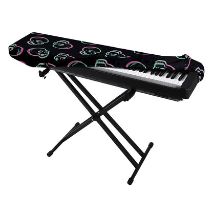 Purple And Teal Skull Pattern Print Piano Keyboard Cover