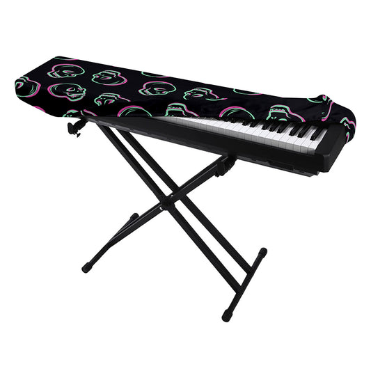 Purple And Teal Skull Pattern Print Piano Keyboard Cover