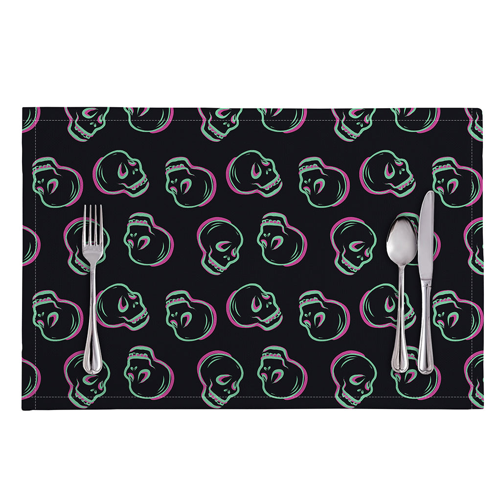 Purple And Teal Skull Pattern Print Placemat