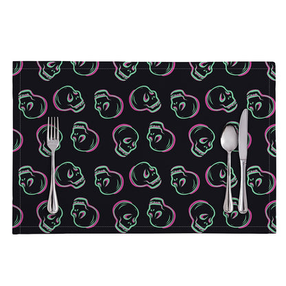 Purple And Teal Skull Pattern Print Placemat