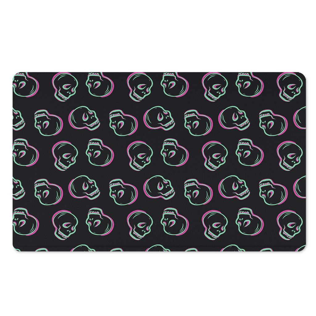 Purple And Teal Skull Pattern Print Polyester Doormat