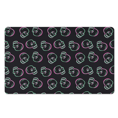 Purple And Teal Skull Pattern Print Polyester Doormat