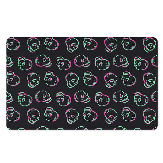 Purple And Teal Skull Pattern Print Polyester Doormat