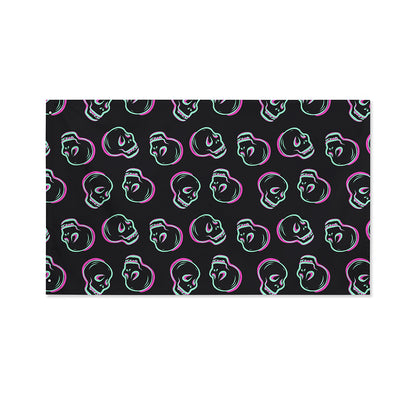 Purple And Teal Skull Pattern Print Polyester Flag
