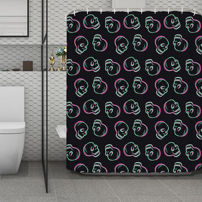 Purple And Teal Skull Pattern Print Polyester Shower Curtain