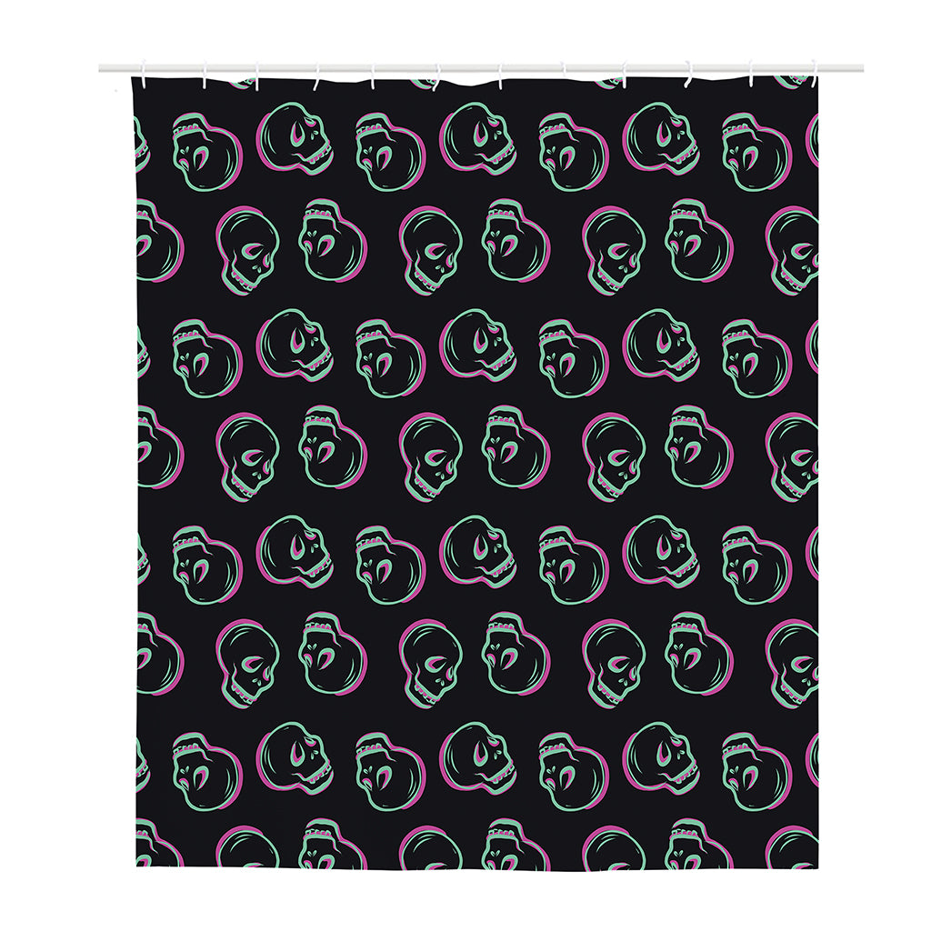 Purple And Teal Skull Pattern Print Polyester Shower Curtain