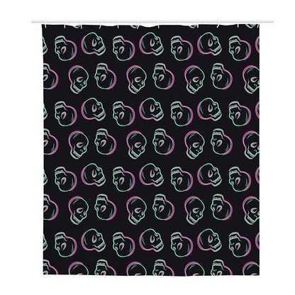 Purple And Teal Skull Pattern Print Polyester Shower Curtain