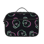 Purple And Teal Skull Pattern Print Portable Lunch Bag
